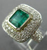 LARGE 6.50CT DIAMOND & COLOMBIAN EMERALD 18KT WHITE GOLD SQUARE ENGAGEMENT RING