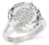 LARGE 9.71CT DIAMOND & AAA GREEN AMETHYST 14KT WHITE GOLD 3D CLUSTER ETOILE RING