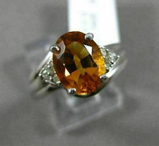 ESTATE 1.82CT DIAMOND & CITRINE 14KT WHITE GOLD 3 STONE PAST PRESENT FUTURE RING