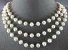ESTATE LARGE 925 SILVER AAA PEARL 3D 3 STRAND CLASSIC LOVE NECKLACE #HSTAR-306