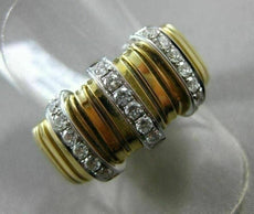 ESTATE LARGE .46CT ROUND DIAMOND 18K WHITE & YELLOW GOLD MULTI ROW FLEXIBLE RING