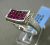 ESTATE WIDE 2.22CT DIAMOND & AAA RUBY 18KT WHITE GOLD CURVED RECTANGLE FUN RING