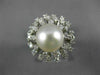 ANTIQUE LARGE 1.25CT DIAMOND & AAA SOUTH SEA PEARL 14KT WHITE GOLD 3D RING #848