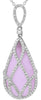 ESTATE 11.51CT DIAMOND & AAA ROSE QUARTZ 14KT WHITE GOLD TEAR DROP LOVE NECKLACE