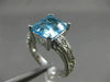 ESTATE 4.03CT DIAMOND & BLUE TOPAZ 14K WHITE GOLD 3D EMERALD CUT ENGAGEMENT RING