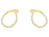 1.0CT DIAMOND 14KT YELLOW GOLD 3D ROUND TEAR DROP SIDEWAYS HOOP HANGING EARRINGS