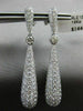 ESTATE LARGE 4.74CT DIAMOND 14KT WHITE GOLD 3D PAVE TEAR DROP HANGING EARRINGS