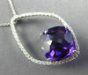 ESTATE EXTRA LARGE 7.01CT DIAMOND & AAA AMETHYST 14K WHITE GOLD FLOATING PENDANT
