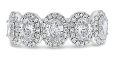 1.35CT DIAMOND 14KT WHITE GOLD OVAL & ROUND FLOWER SEMI ETERNTY ANNIVERSARY RING