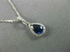 ESTATE .67CT DIAMOND & AAA SAPPHIRE 14KT WHITE GOLD TEAR DROP PEAR SHAPE PENDANT