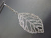 ESTATE EXTRA LARGE 3.05CT DIAMOND 18KT WHITE GOLD 3D LEAF HANGING EARRINGS