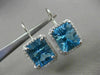 ESTATE LARGE 16.48CT DIAMOND BLUE TOPAZ 14KT GOLD HALO FILIGREE HANGING EARRINGS