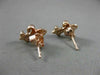 ESTATE SMALL .06CT DIAMOND 14KT ROSE GOLD 3D FILIGREE FLEUR DE LIS STUD EARRINGS