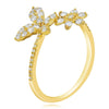 .45CT DIAMOND 14KT YELLOW GOLD 3D CLASSIC BUTTERFLY FLOWER CRISS CROSS LOVE RING