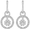 ESTATE .35CT DIAMOND 14KT WHITE GOLD 3D CLUSTER FLOWER CIRCULAR HANGING EARRINGS