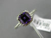 ESTATE .87CT DIAMOND & AAA AMETHYST 14KT WHITE GOLD SQUARE HALO ENGAGEMENT RING