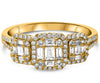 .58CT DIAMOND 14KT YELLOW GOLD ROUND & BAGUETTE SQUARE PAST PRESENT FUTURE RING