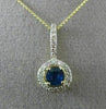 ESTATE .55CT DIAMOND & SAPPHIRE 14KT YELLOW GOLD 3D SOLITAIRE FLOATING PENDANT