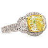 ESTATE LARGE 3.65CT WHITE & FANCY YELLOW DIAMOND 18K TWO TONE GOLD PROMISE RING