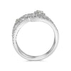 LARGE 1.07CT DIAMOND 14KT WHITE GOLD MULTI SHAPE SOLITAIRE CRISS CROSS FUN RING