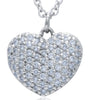 ESTATE .5CT DIAMOND 18KT WHITE GOLD 3D CLASSIC ROUND PUFF HEART FLOATING PENDANT