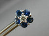 ESTATE 1.76CT DIAMOND & AAA SAPPHIRE 18KT WHITE GOLD 3D CLUSTER FLOWER EARRINGS
