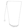 ESTATE .46CT DIAMOND 14KT WHITE GOLD 3D ZIG ZAG LEAF FLOWER BEZEL LOVE NECKLACE