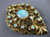 ANTIQUE LARGE VICTORIAN FIERY OPAL 14KT YELLOW GOLD FILIGREE PIN PENDANT #20240