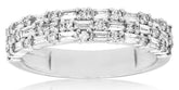 .62CT DIAMOND 14KT WHITE GOLD ROUND & BAGUETTE 3 ROW WEDDING ANNIVERSARY RING