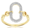 .26CT DIAMOND 14KT 2 TONE GOLD CLASSIC OPEN OVAL DOUBLE HALO LOVE KNOT FUN RING