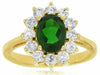 ESTATE 2.05CT DIAMOND & AAA RUSSALITE 14KT YELLOW GOLD 3D OVAL FLOWER LOVE RING