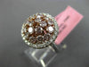 ESTATE WIDE 1.80CT WHITE & PINK DIAMOND 18K 2 TONE GOLD CLUSTER ANNIVERSARY RING
