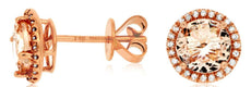 2.65CT DIAMOND & AAA MORGANITE 14KT WHITE GOLD ROUND CLASSIC HALO STUD EARRINGS
