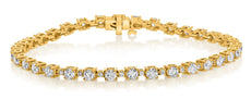 5.0CT DIAMOND 14KT YELLOW GOLD 3D CLASSIC ROUND 4 PRONG ETERNITY TENNIS BRACELET