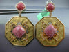 LARGE 1.1CT DIAMOND & PINK AGATE 18K ROSE & YELLOW GOLD OCTAGON HANGING EARRINGS