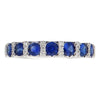 ESTATE 1.0CT DIAMOND & AAA SAPPHIRE 18KT WHITE GOLD 3D CLASSIC ANNIVERSARY RING