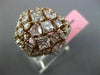 ESTATE LARGE 5.29CT WHITE & PINK DIAMOND 18KT 2 TONE GOLD 3D FLOWER CLUSTER RING