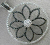LARGE 1.07CT WHITE & BLACK DIAMOND 14KT TWO TONE GOLD 3D CIRCULAR FLOWER PENDANT