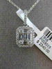 ESTATE .50CT BAGUETTE DIAMOND 18KT WHITE GOLD RECTANGULAR HALO FLOATING PENDANT