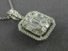 ESTATE EXTRA LARGE 2.07CT ROUND BAGUETTE DIAMOND 14K WHITE GOLD CLUSTER PENDANT