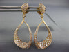 ESTATE 1.09CT DIAMOND 18KT ROSE GOLD 3D OPEN TEAR DROP PAVE HANGING EARRINGS