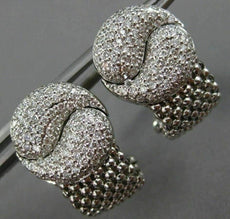 /ESTATE LARGE 1.40CT DIAMOND 14KT WHITE GOLD 3D INFINITY LOVE KNOT MESH EARRINGS