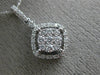 ESTATE .30CT DIAMOND 14KT WHITE GOLD 3D CLASSIC SQUARE CLUSTER FLOATING PENDANT