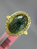 ESTATE LARGE 4.90CT DIAMOND & GREEN AMETHYST 14KT YELLOW GOLD OVAL FILIGREE RING