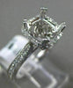 ESTATE .48CT DIAMOND 18K WHITE GOLD 3/4 ETERNITY HALO SEMI MOUNT ENGAGEMENT RING