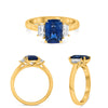 LARGE 2.51CT DIAMOND & AAA SAPPHIRE 14KT YELLOW GOLD 3D CUSHION ENGAGEMENT RING