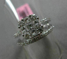ESTATE 1.32CT ROUND & PRINCESS DIAMOND 18KT WHITE GOLD CLUSTER ENGAGEMENT RING