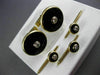 ESTATE LARGE .75CT DIAMOND & ONYX 14K YELLOW CIRCULAR CUFFLINKS & SHIRT STUD SET