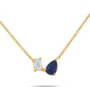 .89CT DIAMOND & AAA SAPPHIRE 14KT YELLOW GOLD PEAR SHAPE & EMERALD CUT NECKLACE