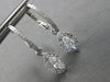 1.08CT DIAMOND 18K WHITE GOLD ROUND & MARQUISE LEVERBACK HANGING EARRINGS #27846